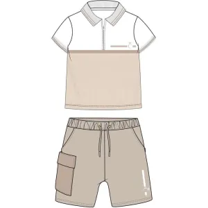 Ensemble Short Polo Zippé Beige pour Garçons