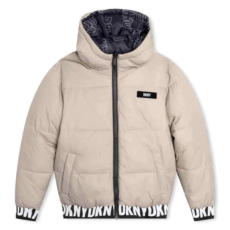Veste réversible garçon noir et beige