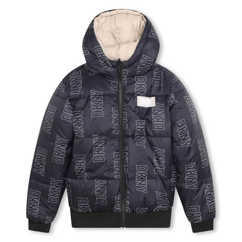 Veste réversible garçon noir et beige