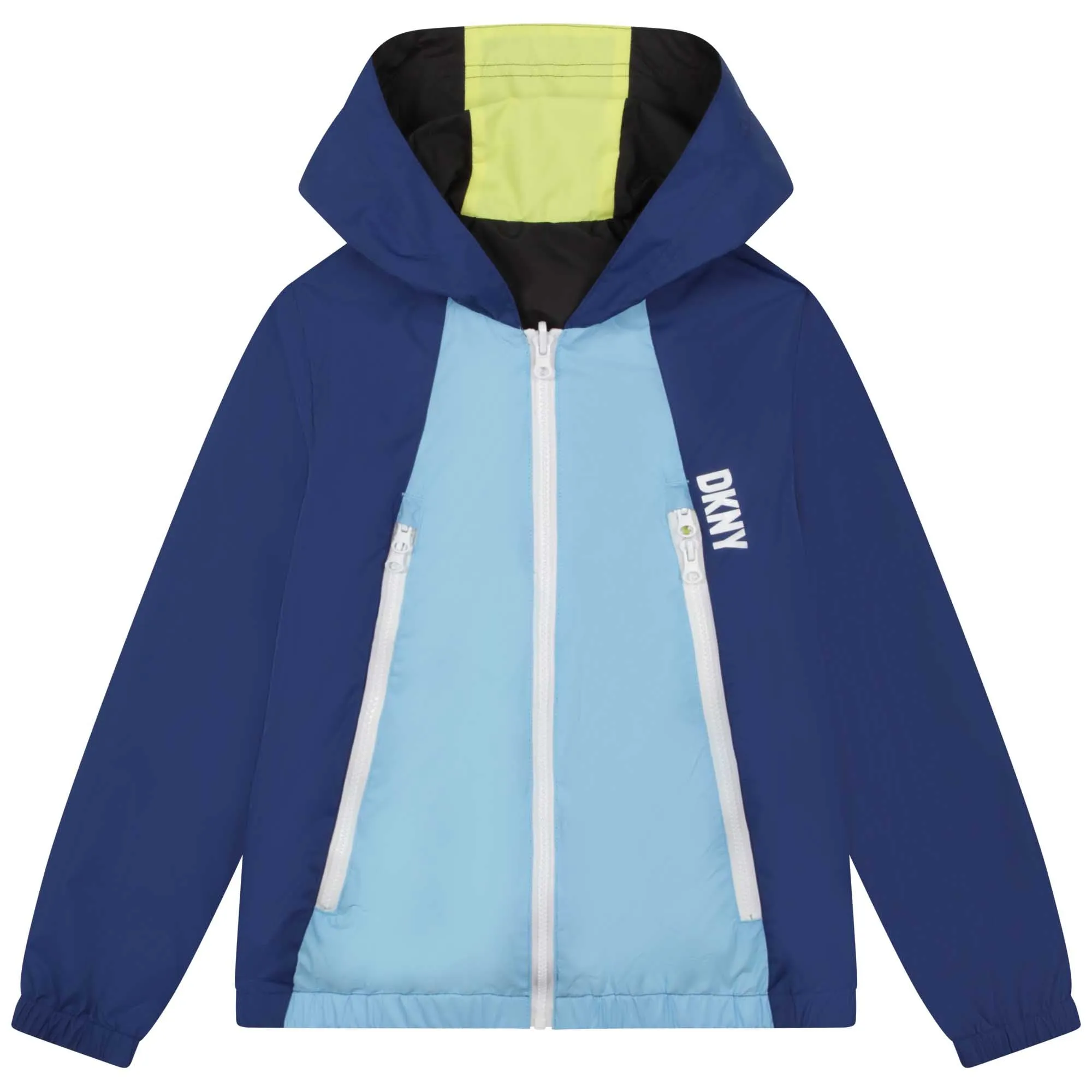 Veste réversible à fermeture éclair pour garçons noir et bleu