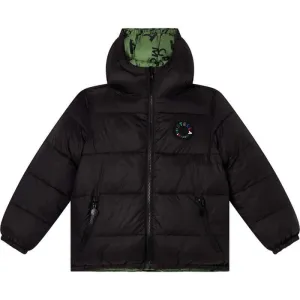 Veste en duvet réversible noir et vert pour garçons
