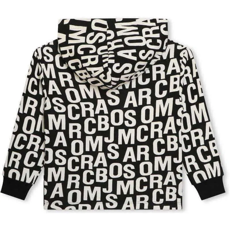 Pull à capuche pour garçons avec logo bicolore noir et blanc en désordre