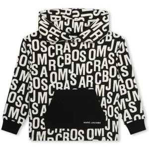 Pull à capuche pour garçons avec logo bicolore noir et blanc en désordre