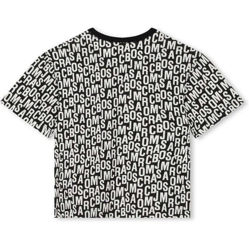 T-shirt pour garçons avec logo brouillé noir et blanc