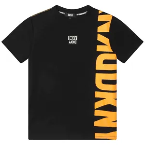 T-shirt en coton noir pour garçons avec logo