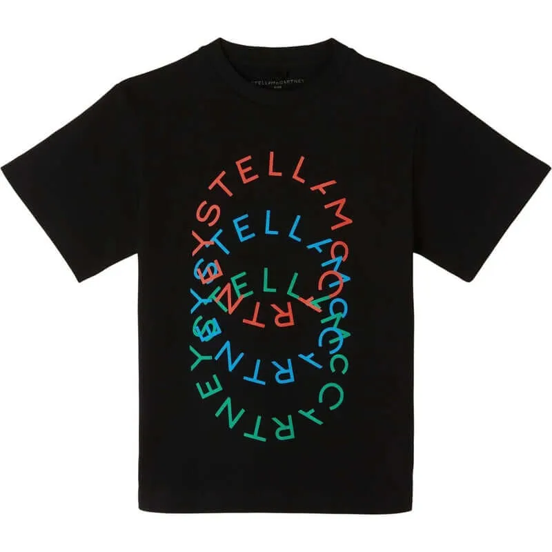 T-shirt en coton noir pour garçons avec logo