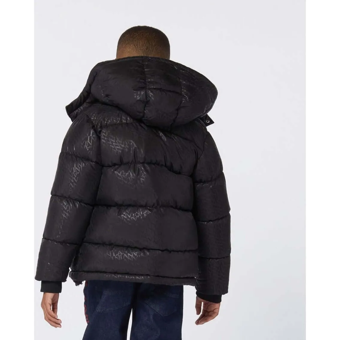 Manteau puffer noir pour garçons avec détails curb
