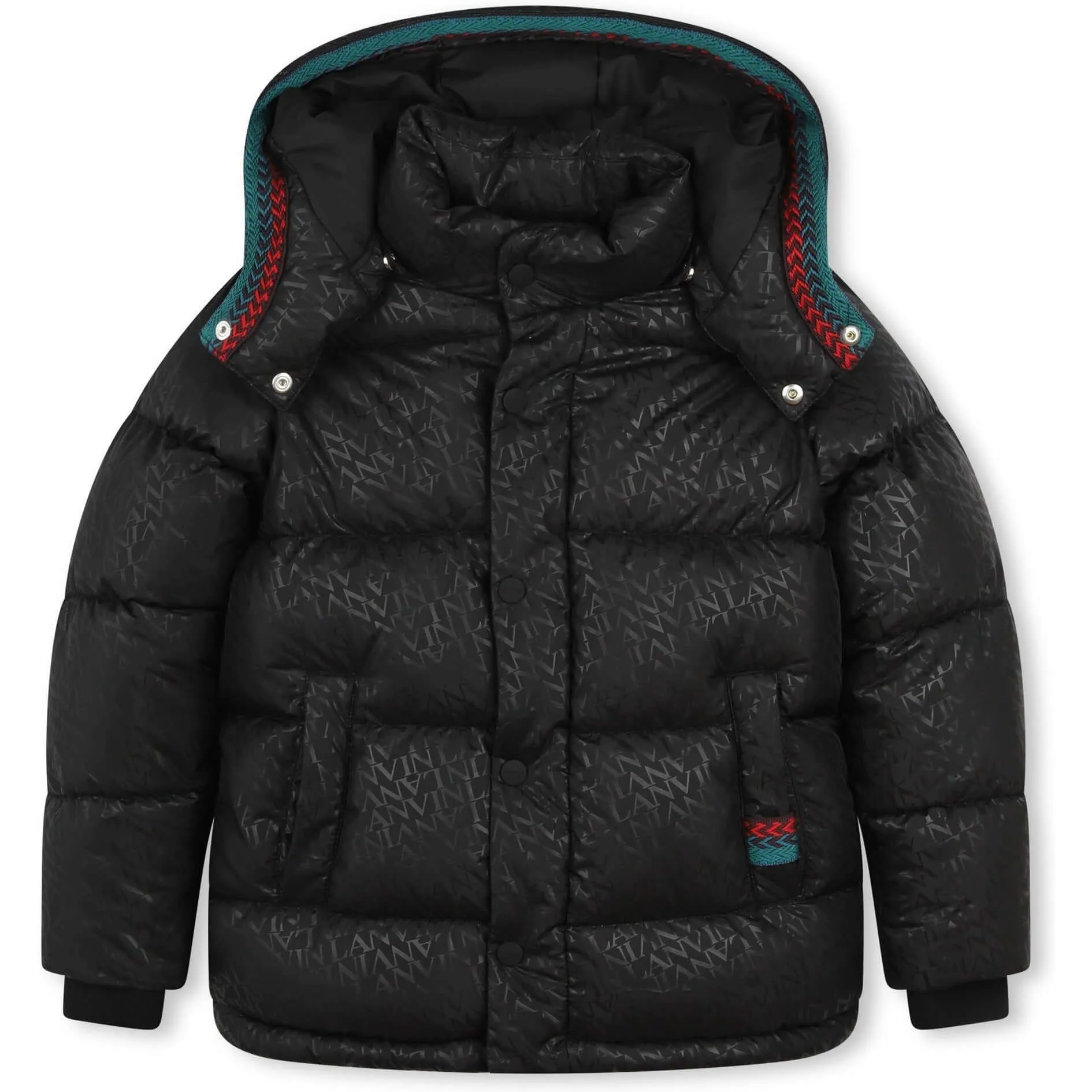 Manteau puffer noir pour garçons avec détails curb
