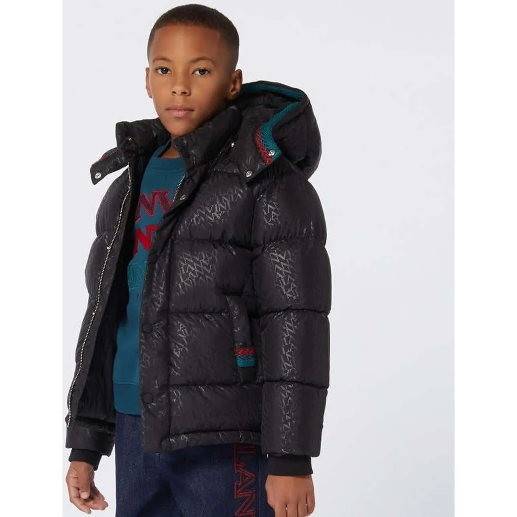 Manteau puffer noir pour garçons avec détails curb