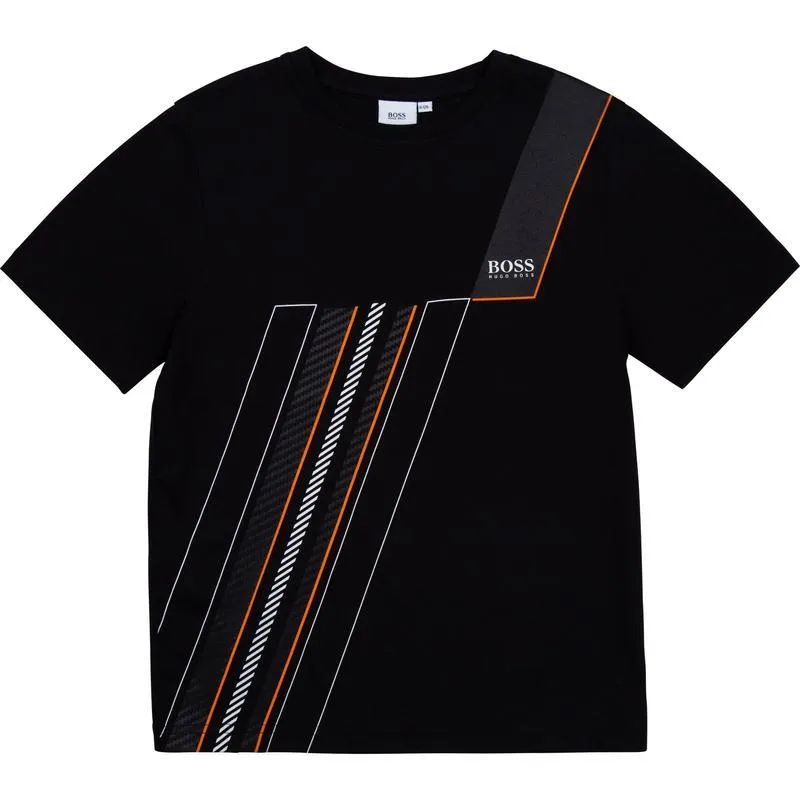 T-shirt Noir à Lignes pour Garçons