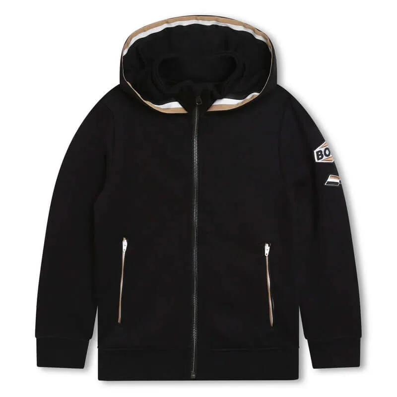 Veste à capuche pour garçons avec logo noir en badge