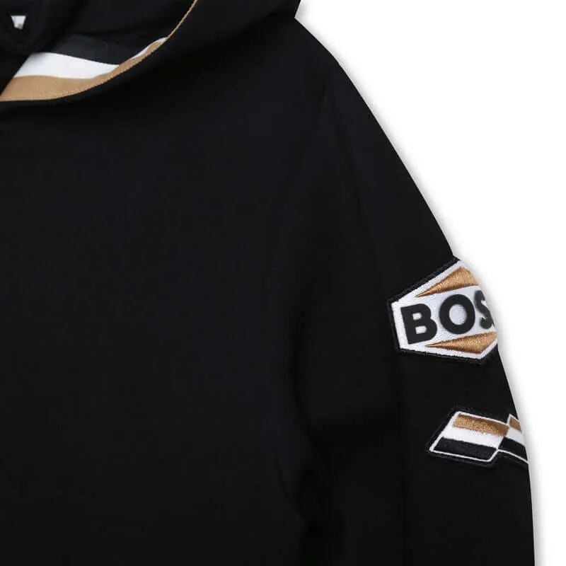 Veste à capuche pour garçons avec logo noir en badge