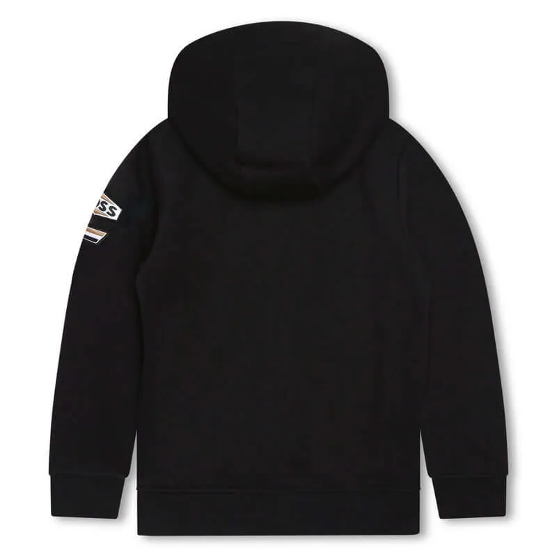 Veste à capuche pour garçons avec logo noir en badge