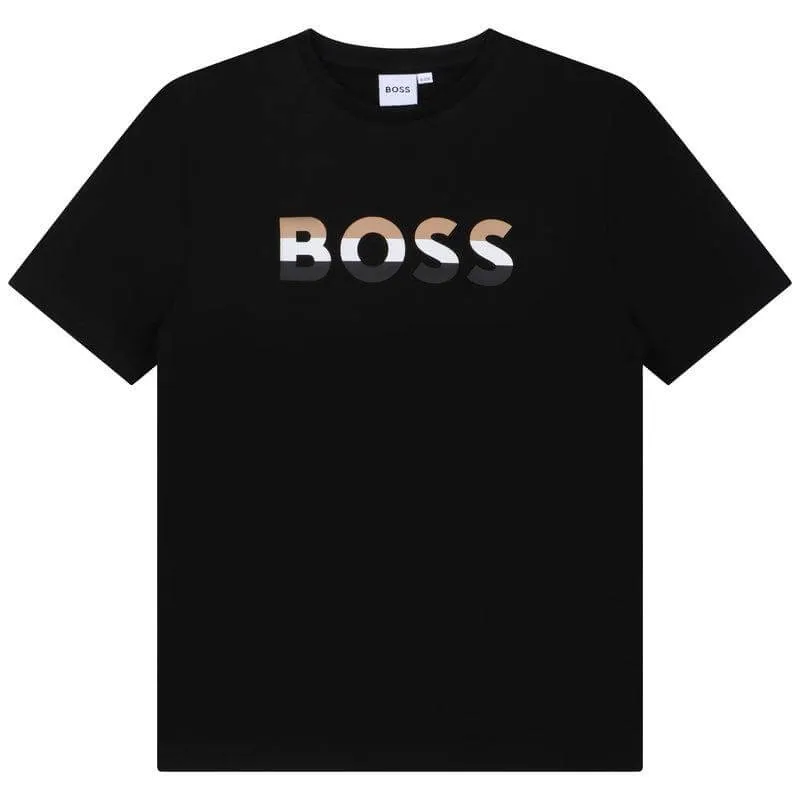 T-shirt noir pour garçons avec logo