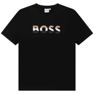 T-shirt noir pour garçons avec logo