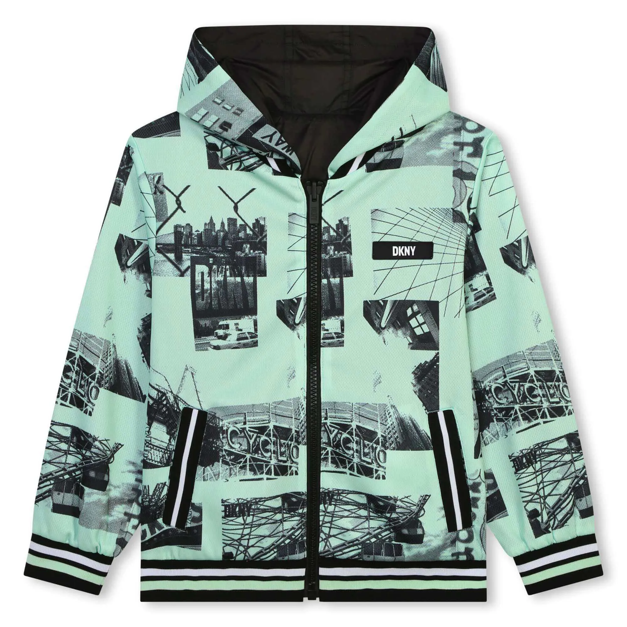 Veste réversible à fermeture éclair noire pour garçons
