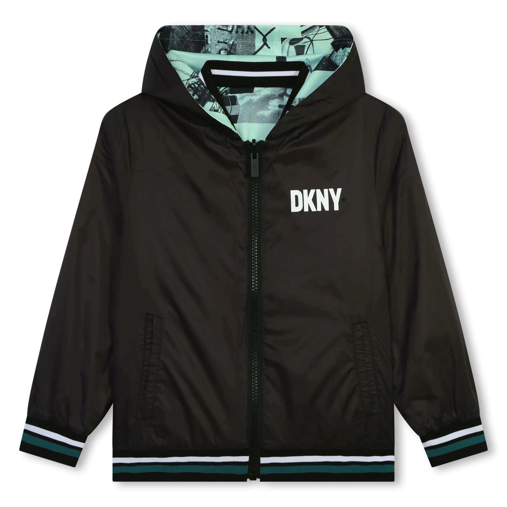Veste réversible à fermeture éclair noire pour garçons