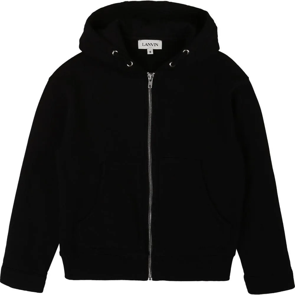 Pull à capuche noir pour garçons avec fermeture éclair