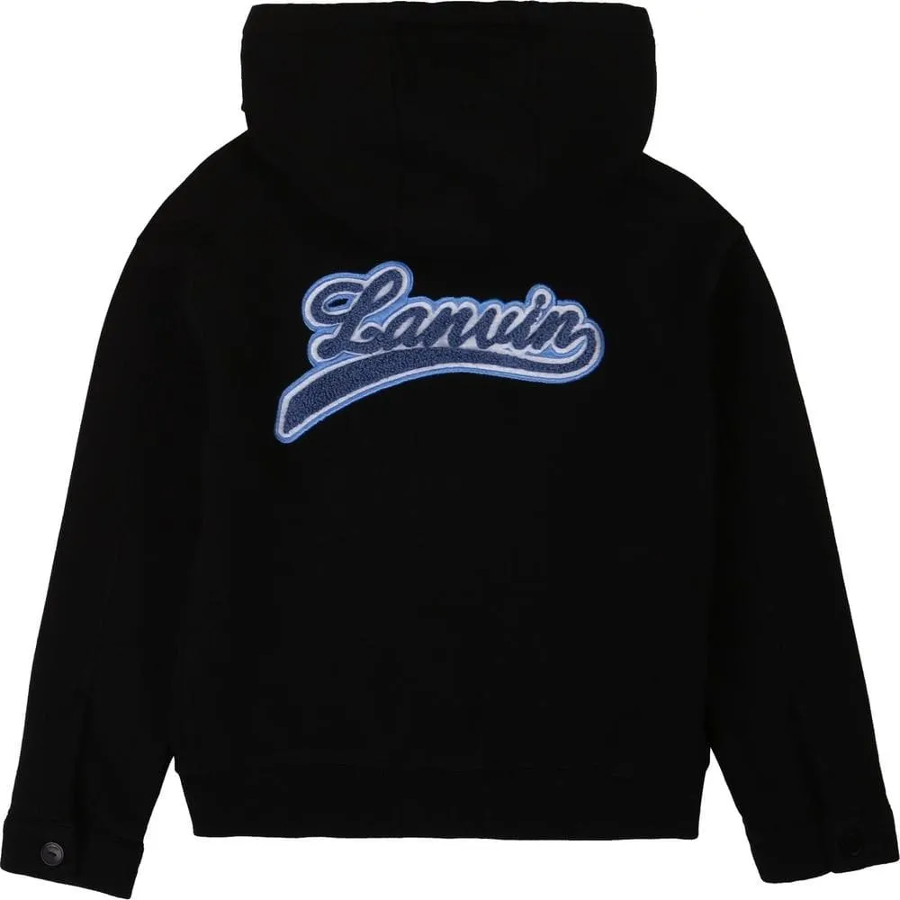 Pull à capuche noir pour garçons avec fermeture éclair