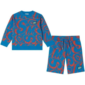 Ensemble court pour garçons à motif bleu imprimé partout