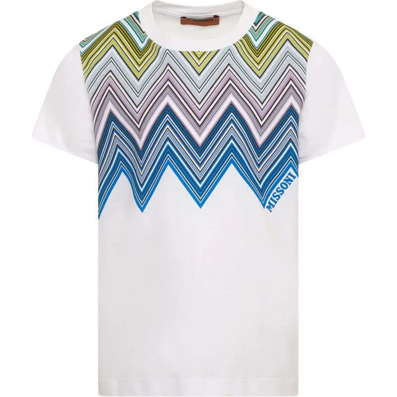T-shirt pour garçons à motifs zigzag bleu et vert
