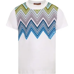 T-shirt pour garçons à motifs zigzag bleu et vert