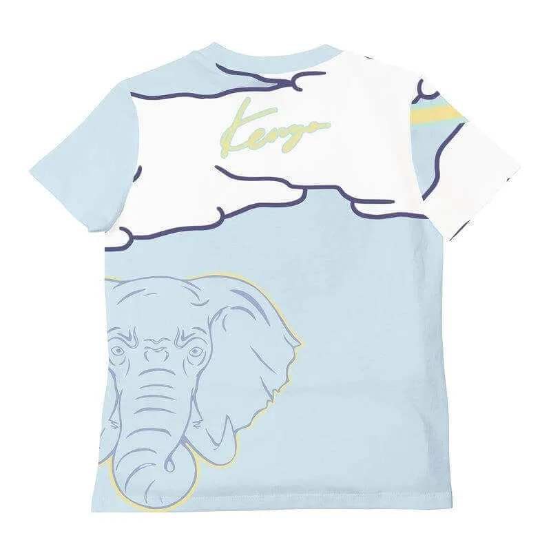 T-shirt en coton bleu avec logo pour garçons
