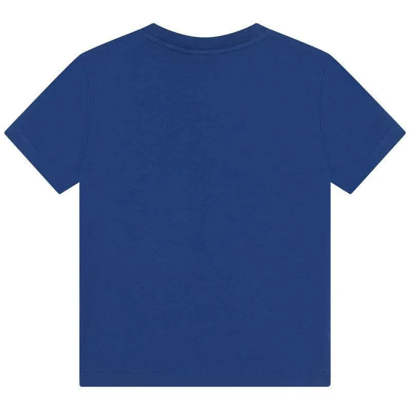 T-shirt en coton bleu pour garçons avec logo