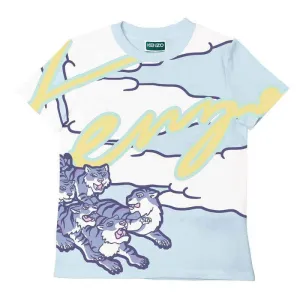 T-shirt en coton bleu avec logo pour garçons