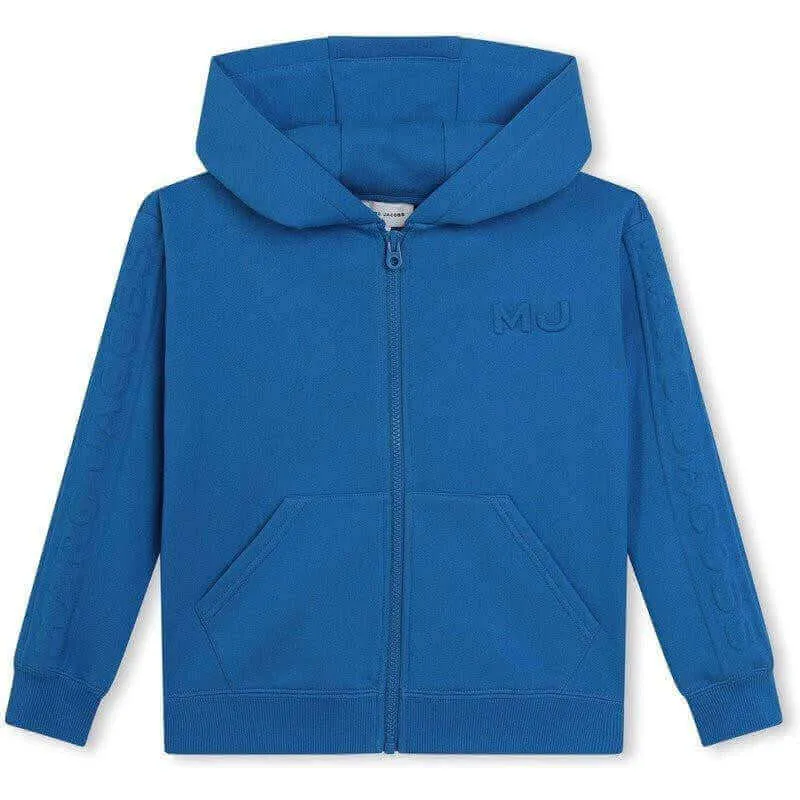Pull à capuche bleu pour garçons avec motif en relief