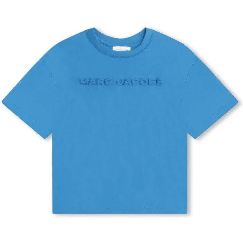 T-shirt à manches courtes bleu pour garçons avec motif en relief