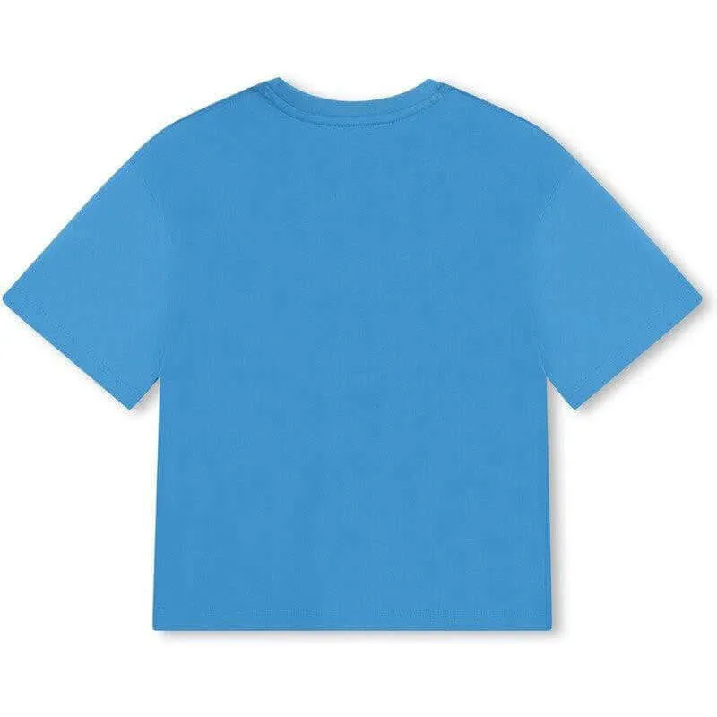 T-shirt à manches courtes bleu pour garçons avec motif en relief