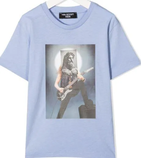 T-shirt de jersey bleu rockstar pour garçons