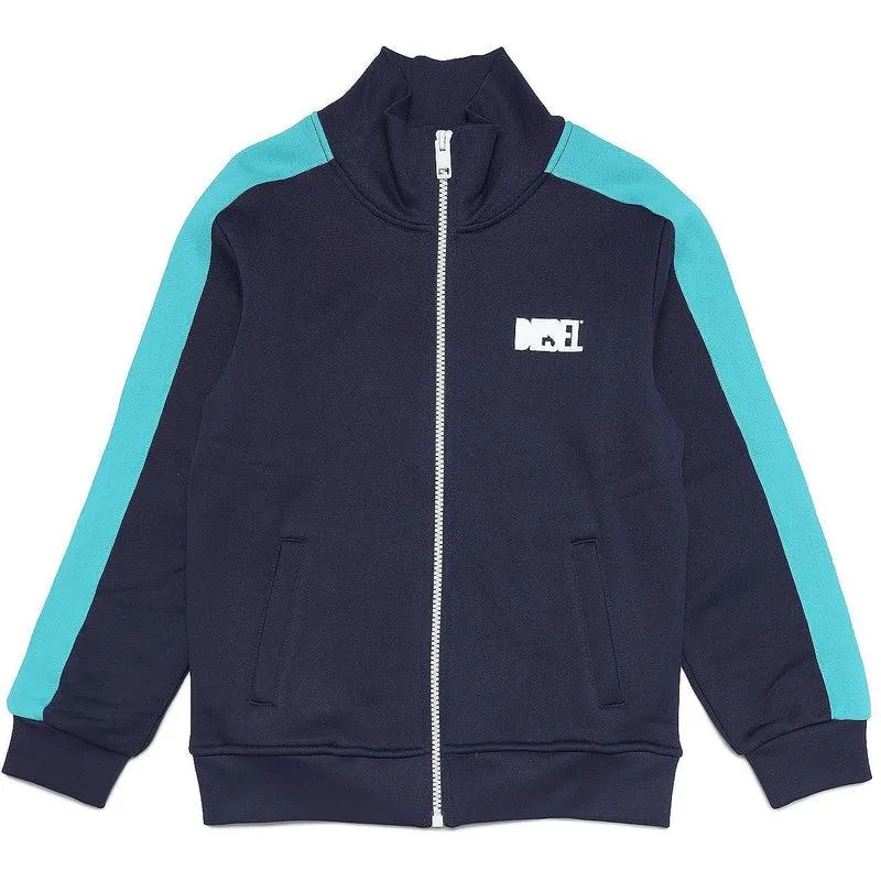 Veste de survêtement à rayures bleues pour garçons avec fermeture éclair