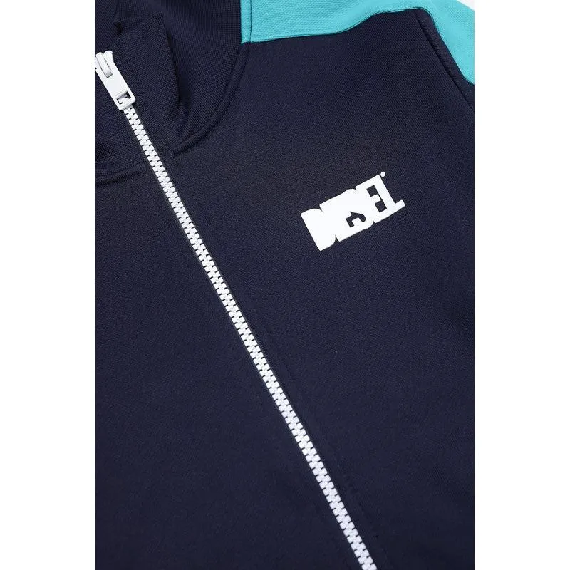 Veste de survêtement à rayures bleues pour garçons avec fermeture éclair