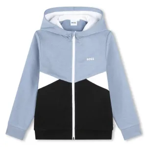Pull à capuche bleu pour garçons avec fermeture éclair