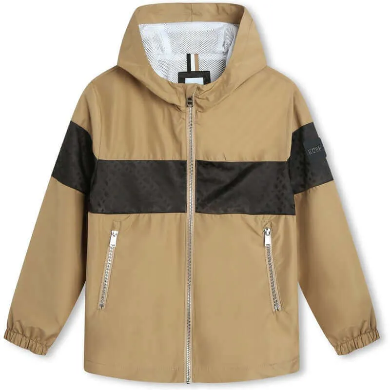 Veste coupe-vent marron et noire pour garçons