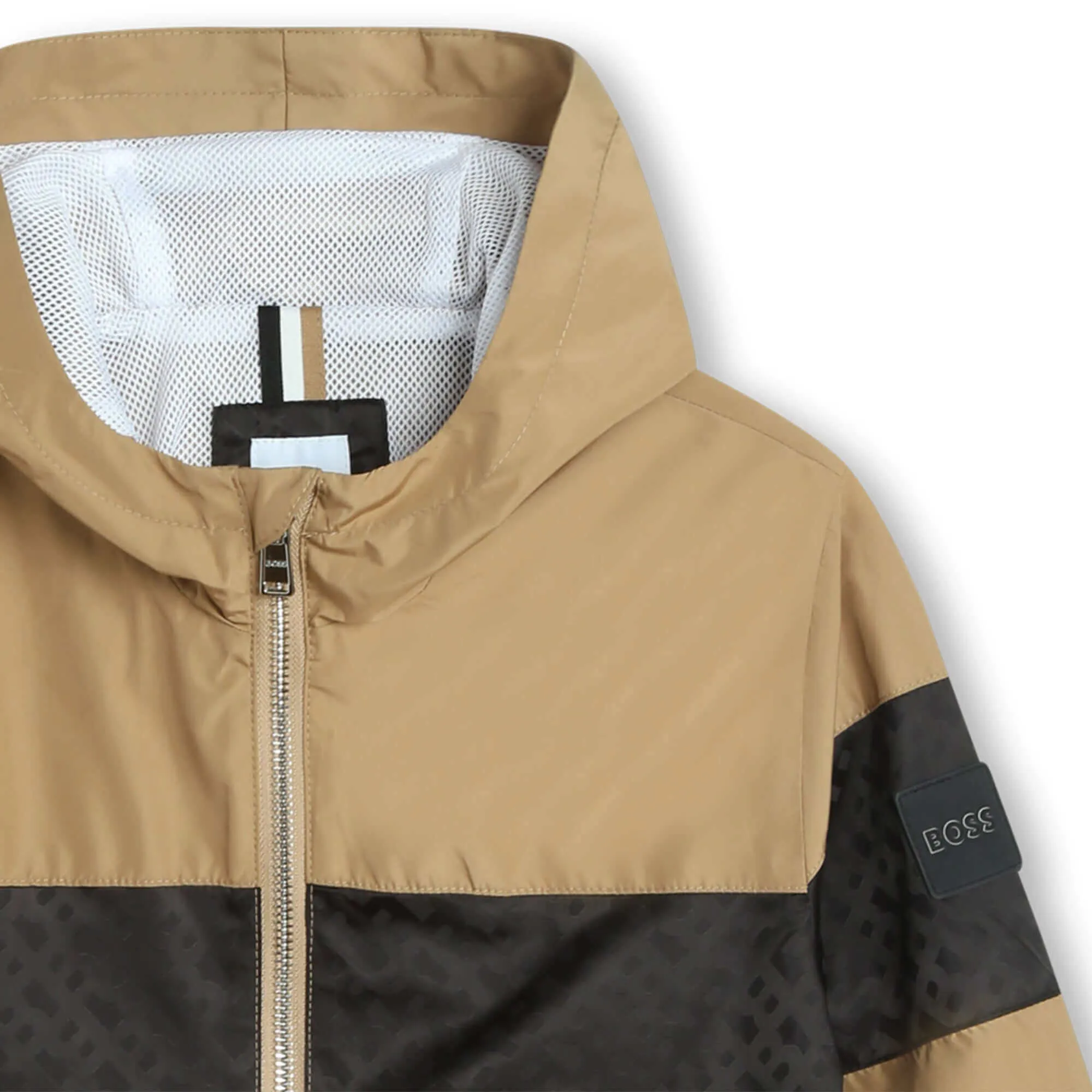 Veste coupe-vent marron et noire pour garçons