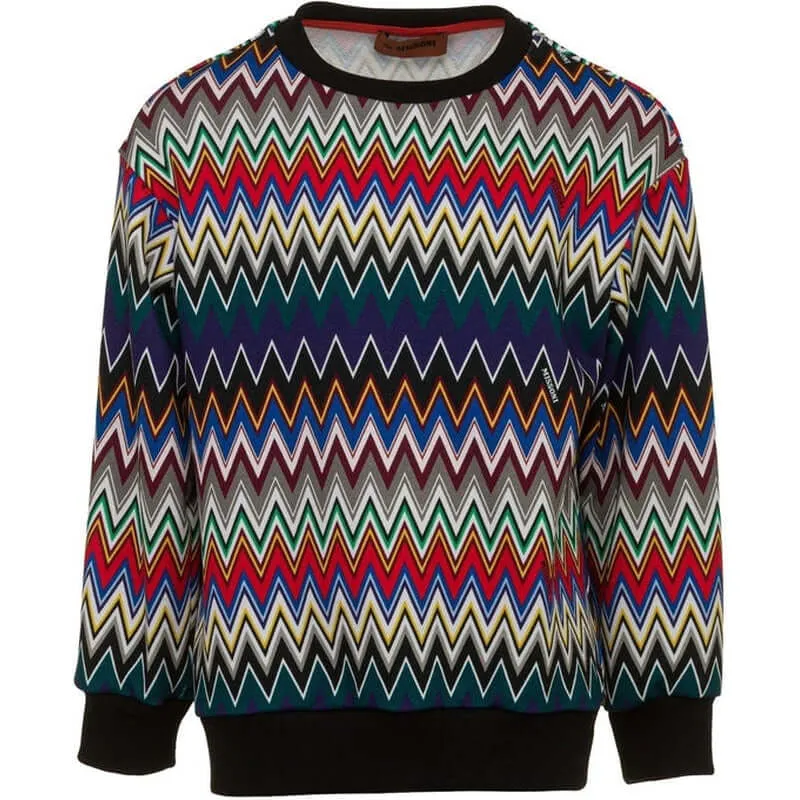 Sweat-shirt en coton multicolore zigzag pour garçons