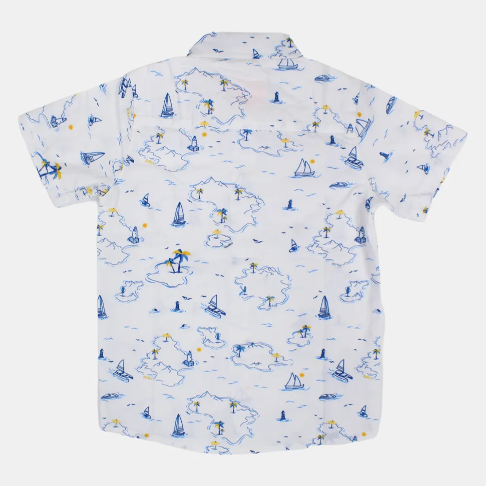 Chemise en coton à manches courtes pour garçon avec un motif nautique