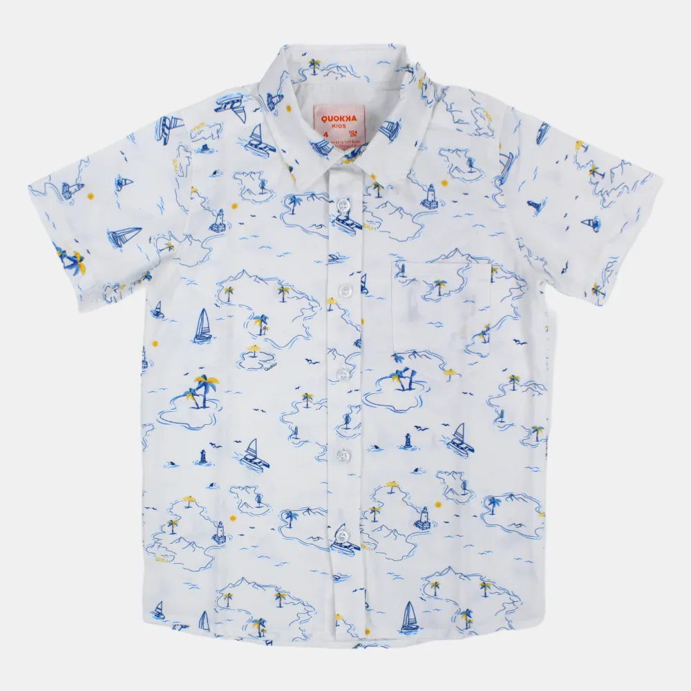 Chemise en coton à manches courtes pour garçon avec un motif nautique