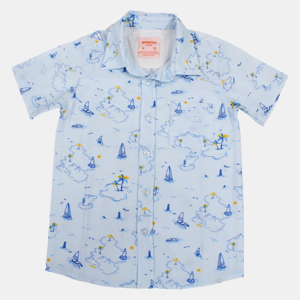 Chemise en coton à manches courtes pour garçon avec un motif nautique
