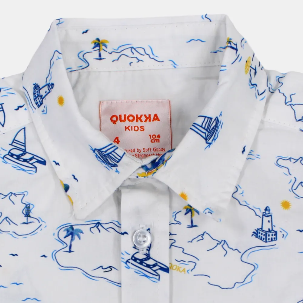 Chemise en coton à manches courtes pour garçon avec un motif nautique