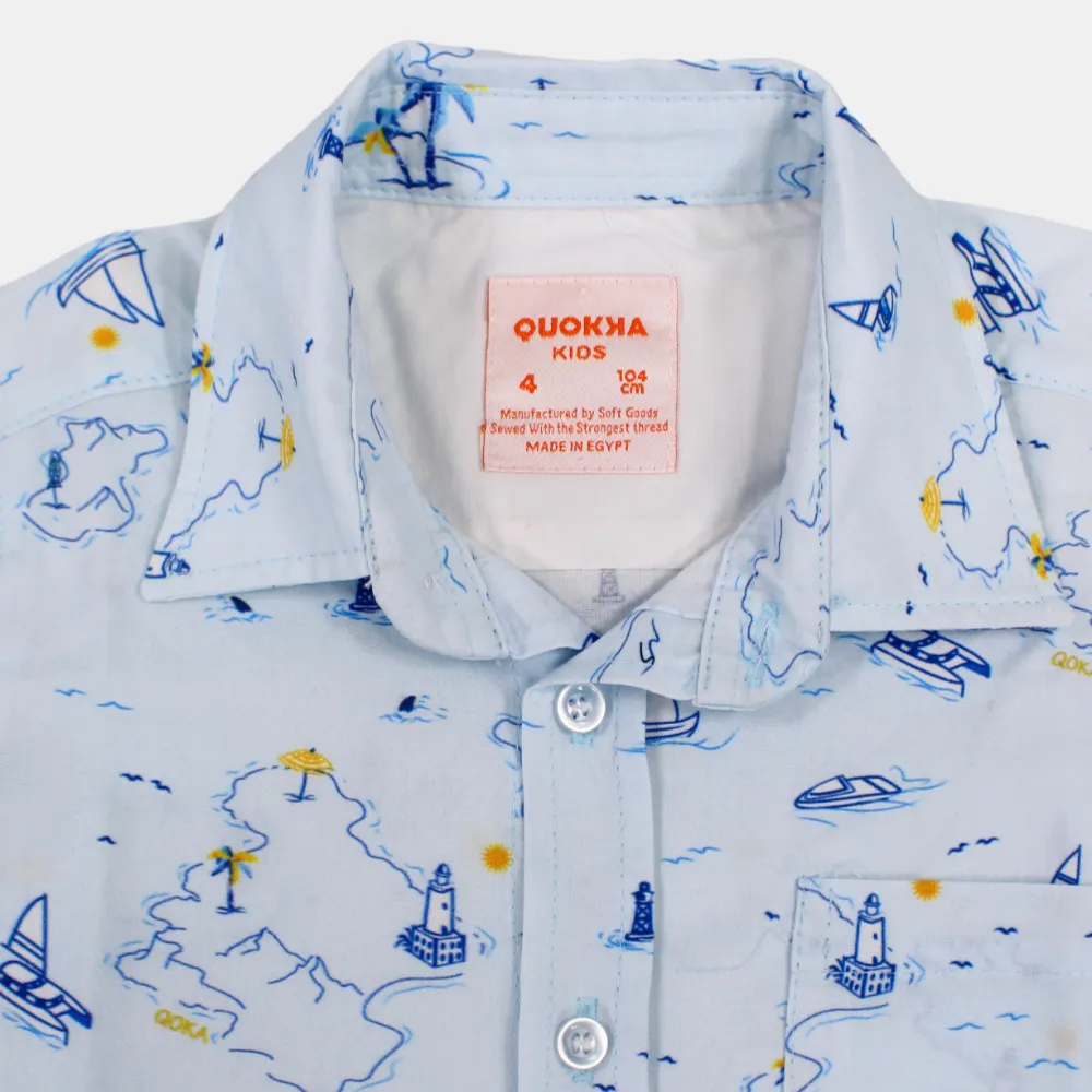 Chemise en coton à manches courtes pour garçon avec un motif nautique