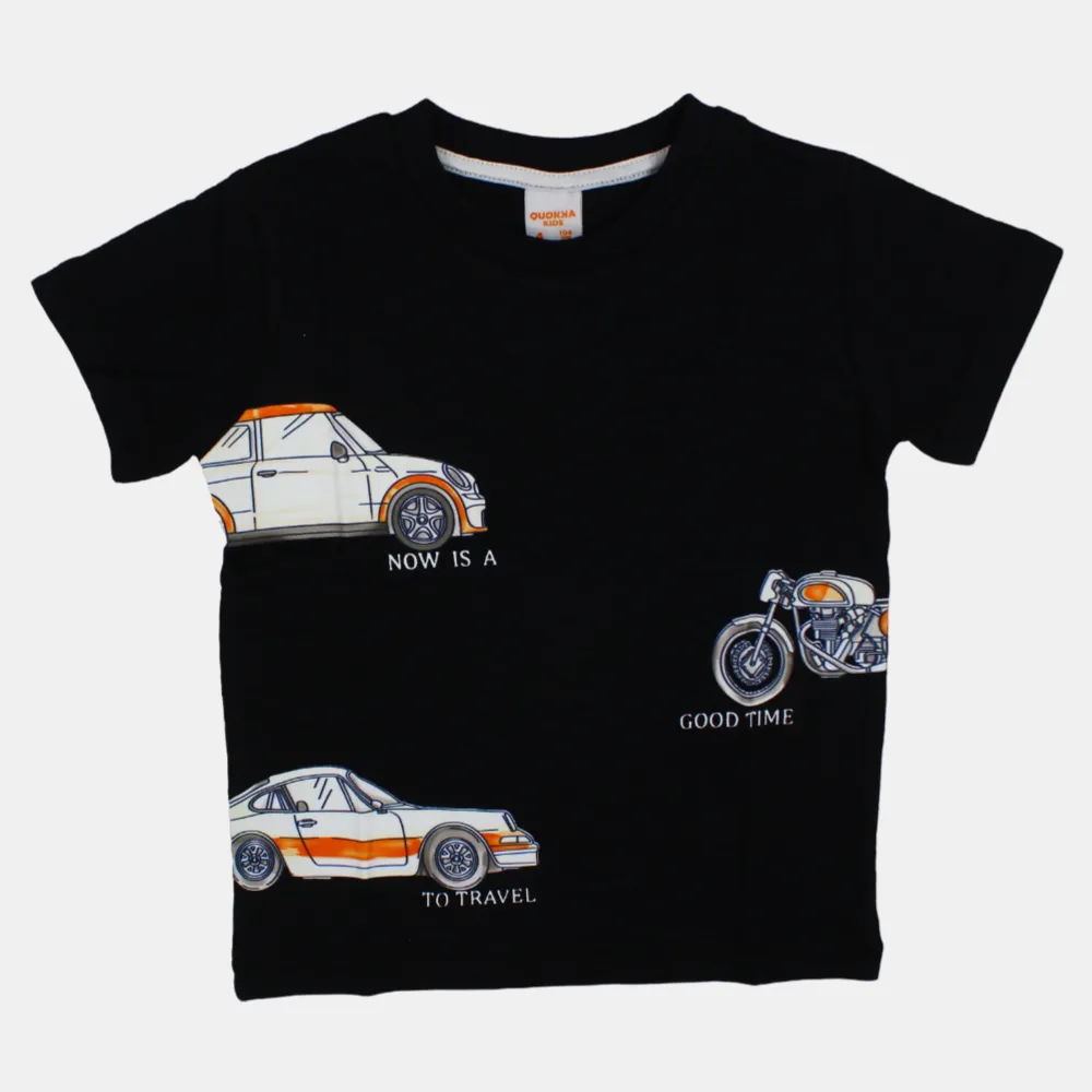 T-shirt en coton à manches courtes pour garçons avec motif de voitures