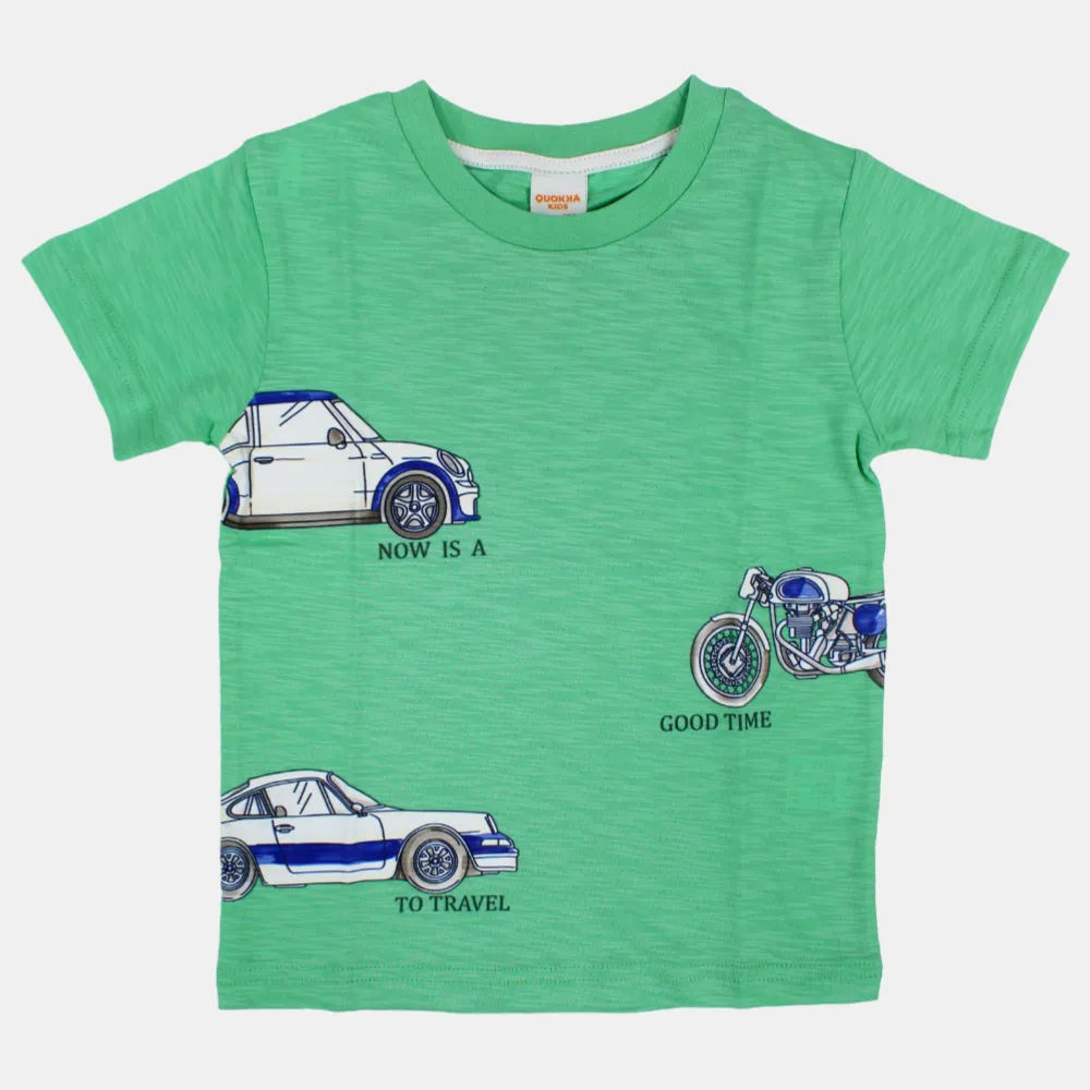 T-shirt en coton à manches courtes pour garçons avec motif de voitures