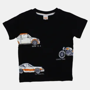 T-shirt en coton à manches courtes pour garçons avec motif de voitures