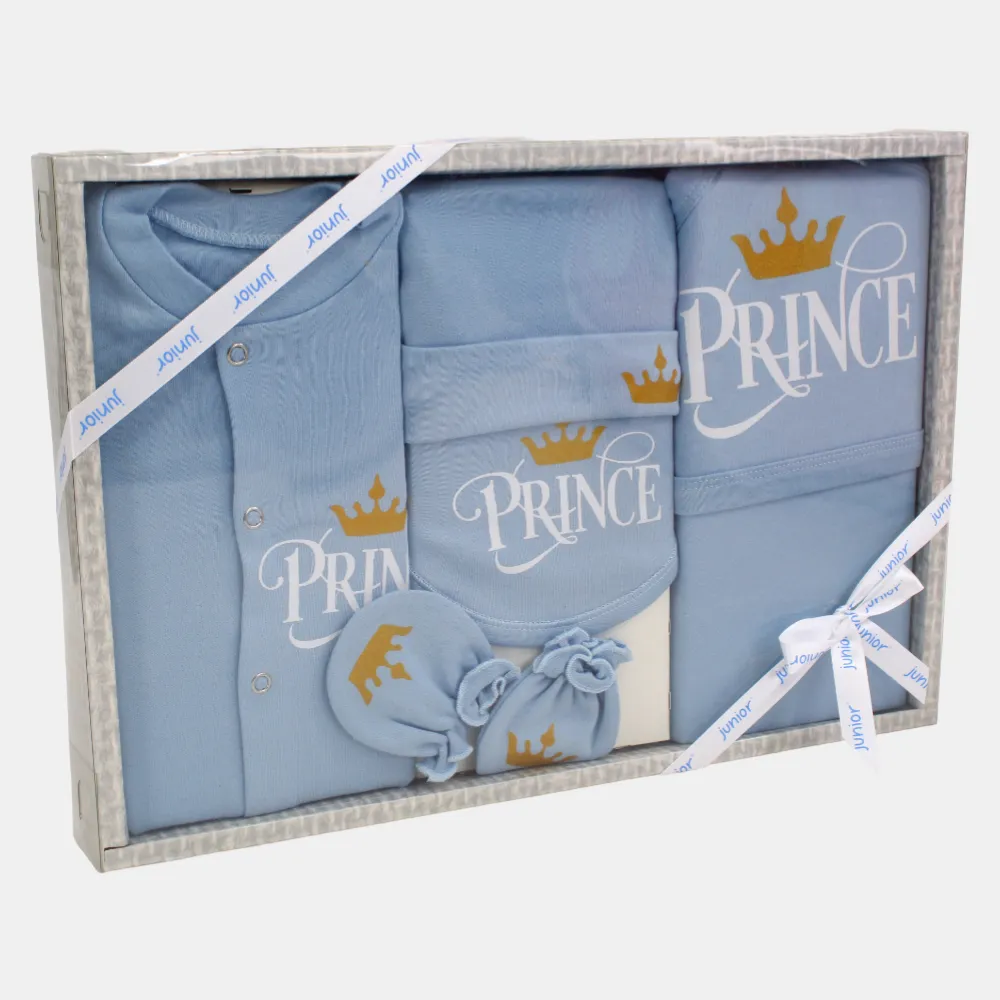 Boîte Cadeau Vêtements pour Garçons – Ensemble Prince Héritier 5 Pièces en Bleu Clair