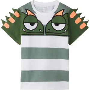 T-shirt Gecko à rayures vertes et blanches pour garçons