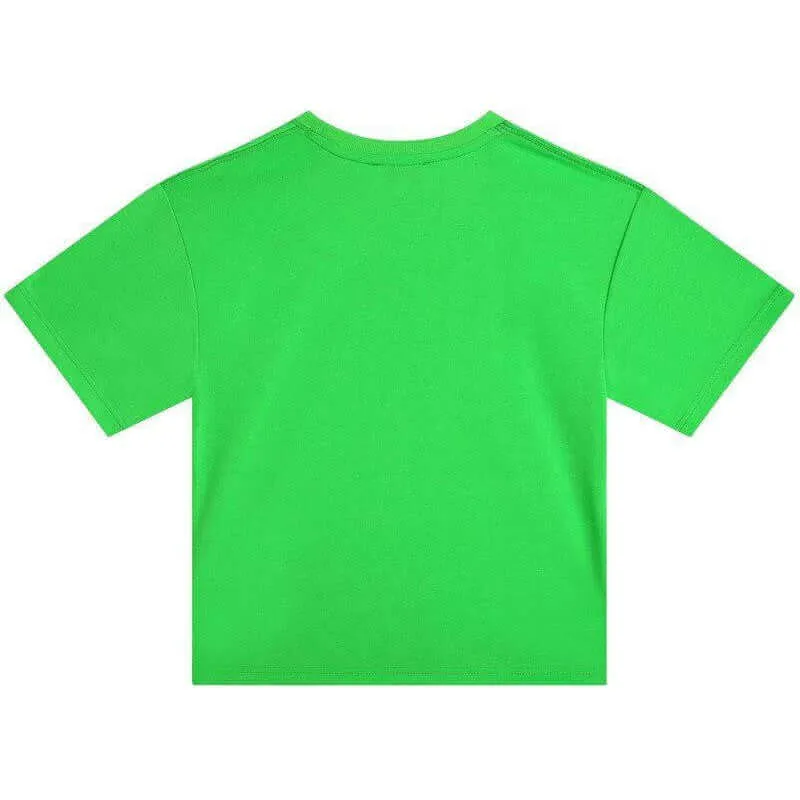 T-shirt à manches courtes vert pour garçons avec motif en relief